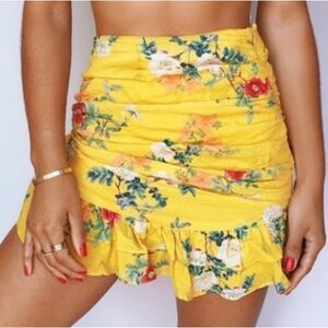 Lovers and Friends REVOLVE Brooke Mini Skirt in Yellow Spring Blossom Floral